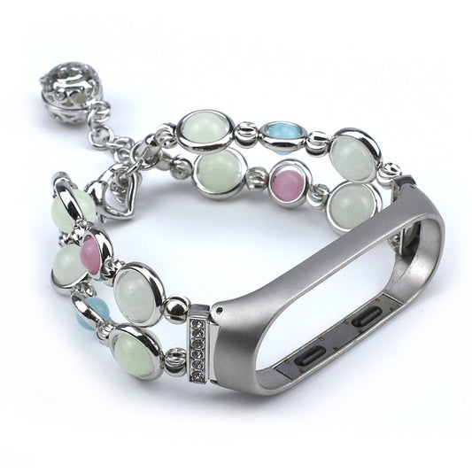 Metal Watch Strap Pure Hand - made Luminous Agate Strap