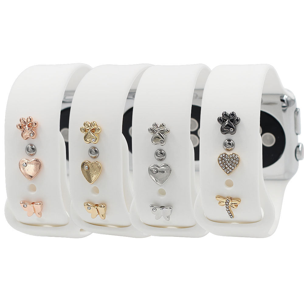 Applicable Watch Strap Smart Watch Silicone Strap Decorative Buckle Strap Nail Butterfly