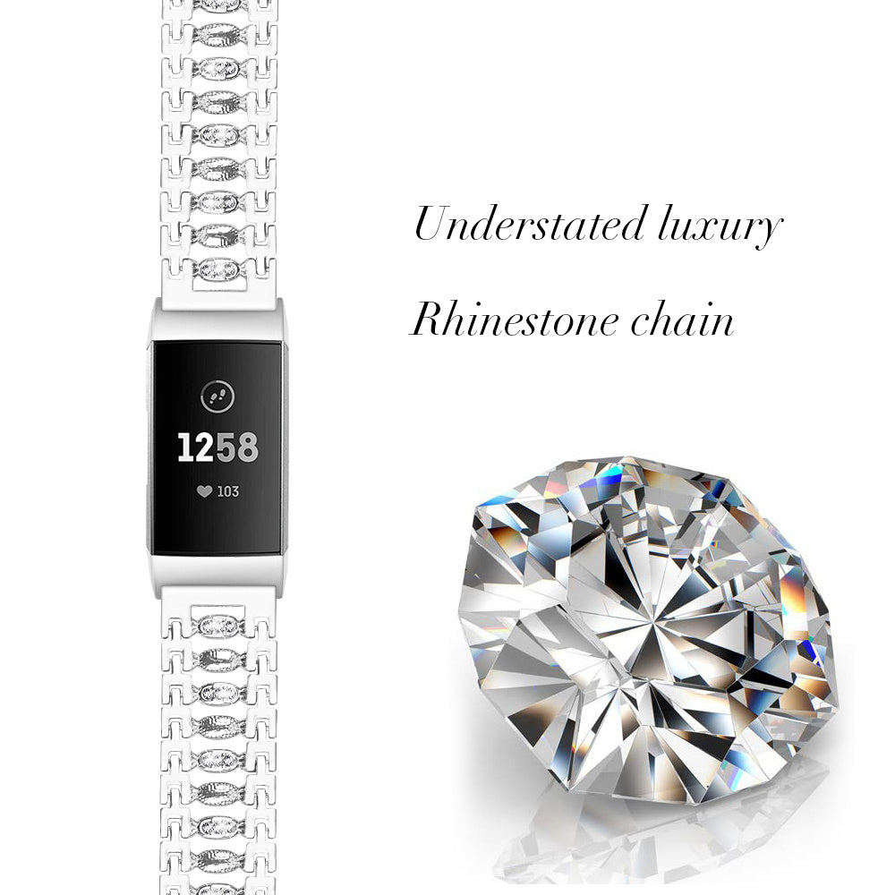 Suitable For Fitbit Charge3 Smart Watch Candy-shaped Metal Diamond-studded Bracelet Strap