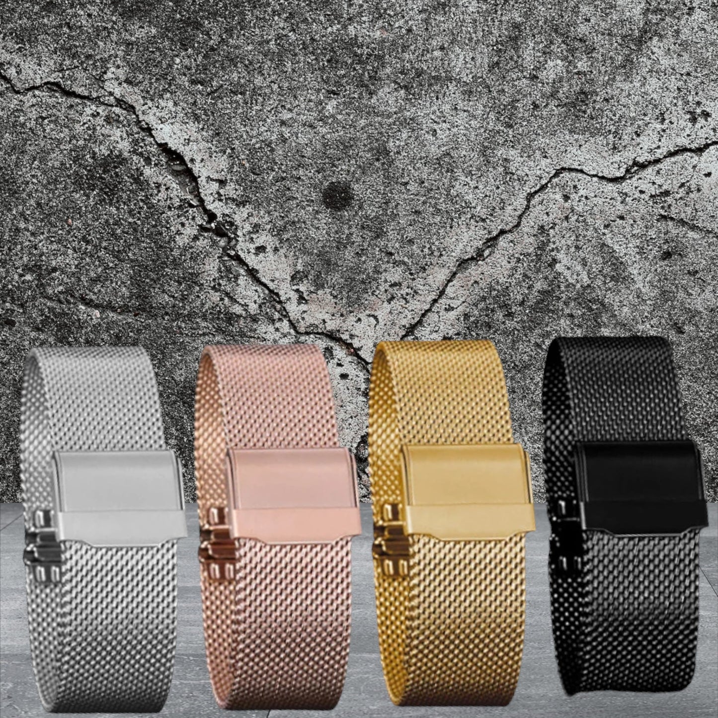 Nämä milano mesh verkkometalliset Kellonranneke milaslid | ruusukulta, ovat oikeasti hyviä rannekkeita, kun haluat ylellisyyttä arkeesi ja juhlaan. Kaksiosainen, pikajousitappinen ranneke on kellollesi mitä upein kaveri!