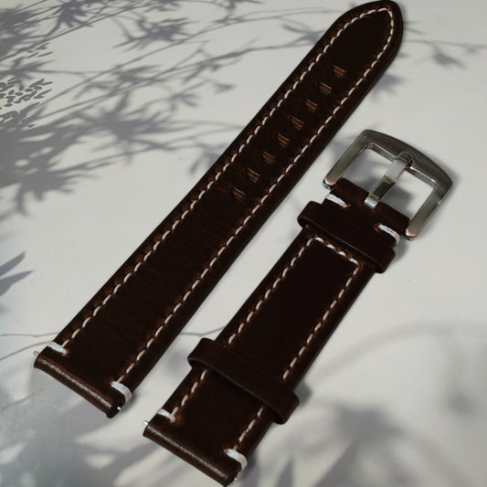 Nahkaranneke tavallinen  | tikattu ruskea