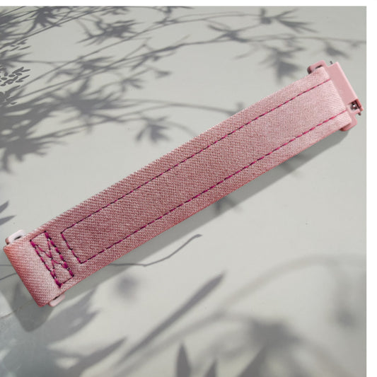 Kellonranneke  Loopsteri Canvas Nylon - tarrasäätö himmeen vaaleanpunainen