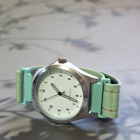 Kellonranneke  Loopsteri Canvas Nylon - tarrasäätö vaaleanvihreä