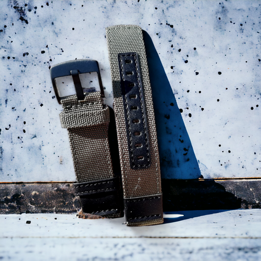 Tekstiiliranneke Nylgord | nahkavahvikkeilla vihreä