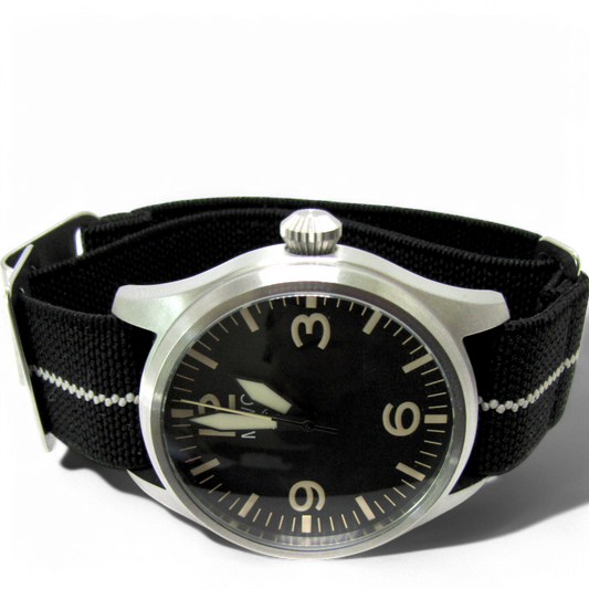 Marine Nationale kellonranneke  | joustava musta valkoisella raidalla