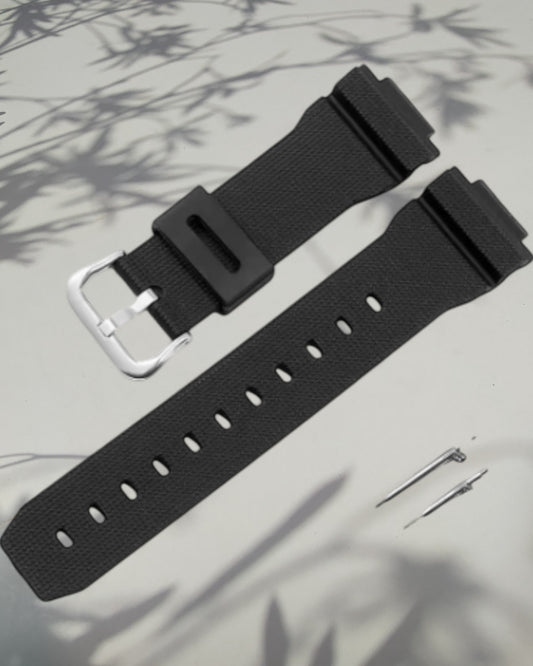 Kellonranneke resiini-silikooni  | casio g-shock pehmeä silikoniranneke musta