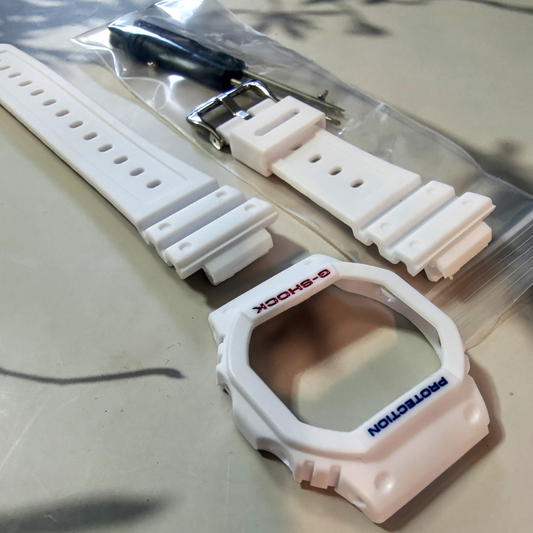 Kellonranneke resiini-silikooni  | casio g-shock modaussetti valkoinen