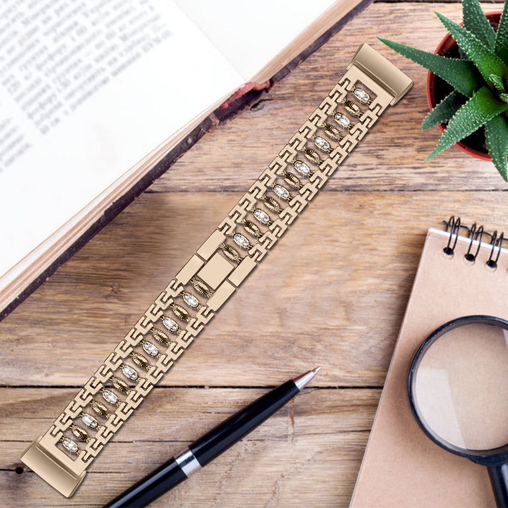 Suitable For Fitbit Charge3 Smart Watch Candy-shaped Metal Diamond-studded Bracelet Strap