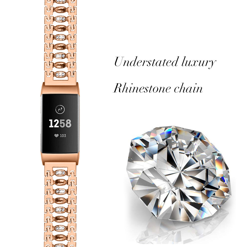 Suitable For Fitbit Charge3 Smart Watch Candy-shaped Metal Diamond-studded Bracelet Strap