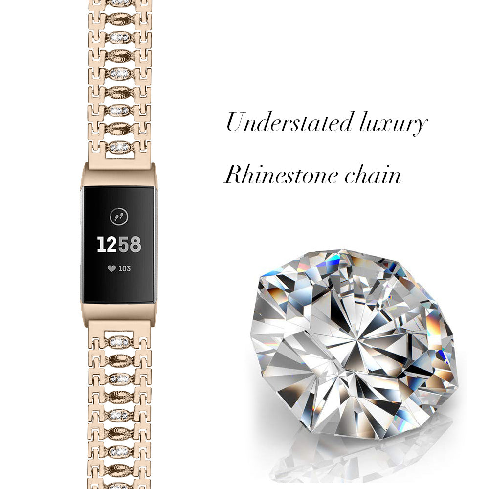 Suitable For Fitbit Charge3 Smart Watch Candy-shaped Metal Diamond-studded Bracelet Strap