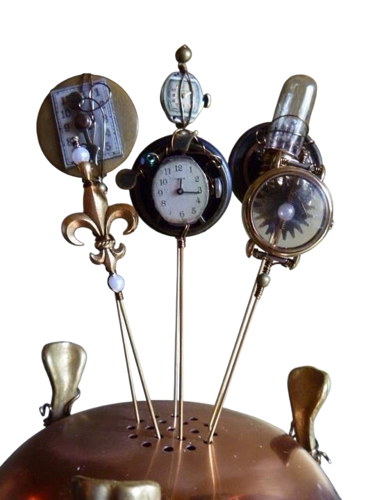 Rannekello solmioneula - pinssi vintage steampunk