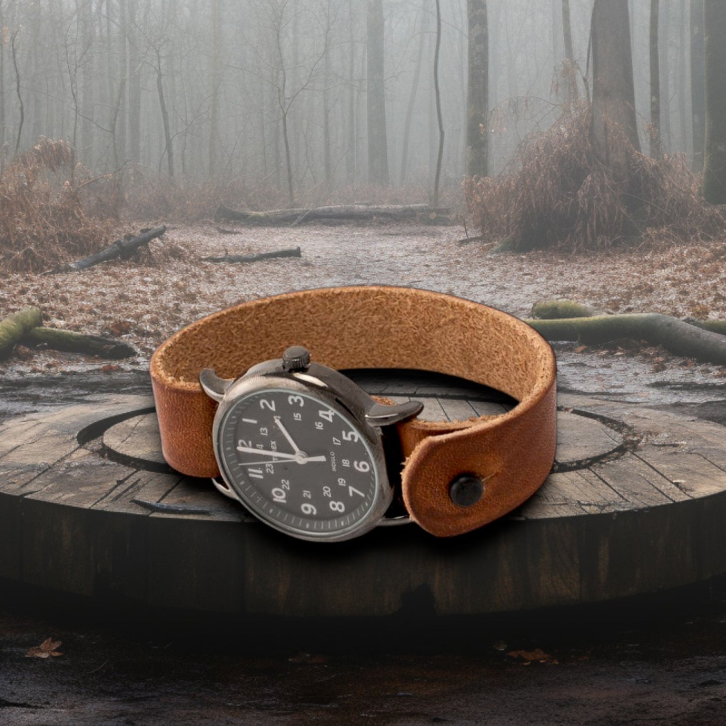 Aseman Karhulenkki | kasviparkittu nahka | tikkaamaton, käsintehty ranneke Liedosta