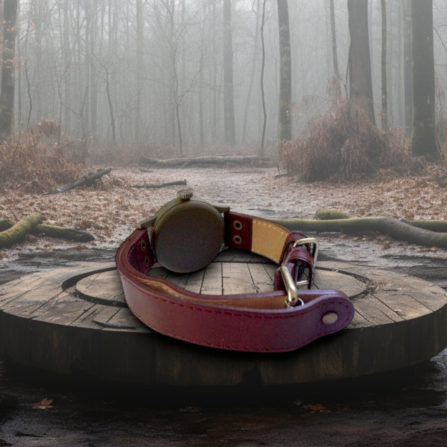 Koskivanne | kasviparkittu nahka | tukeva ja yksinkertanen | kaksiosainen kellonranneke