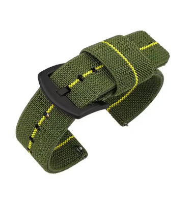 Kellonranneke Noheva-F Rämäpää | joustava solkisäätö vihreä keltaisella raidalla