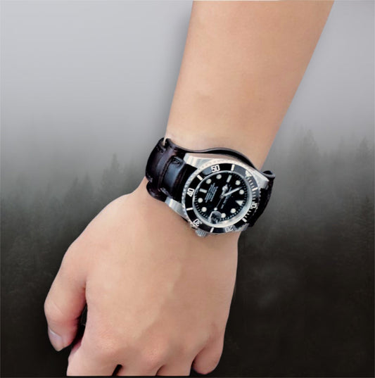 Nahkaranneke bund 18mm musta