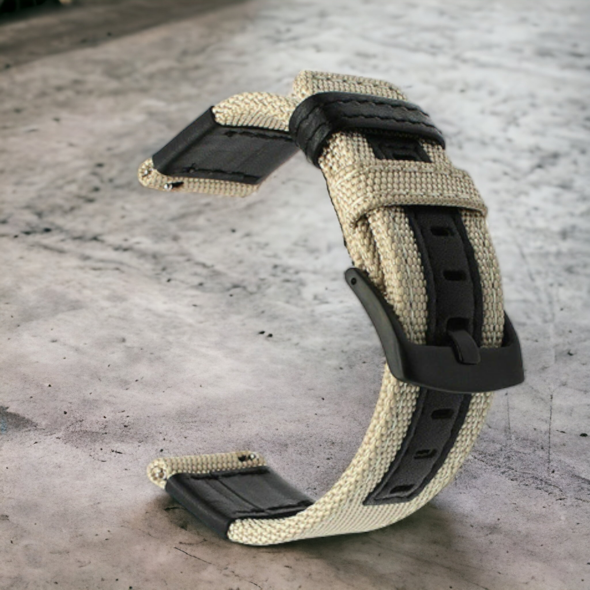 Kellonranneke Nylgord kaksiosainen | tekstiili nahkavahvikkeilla beige