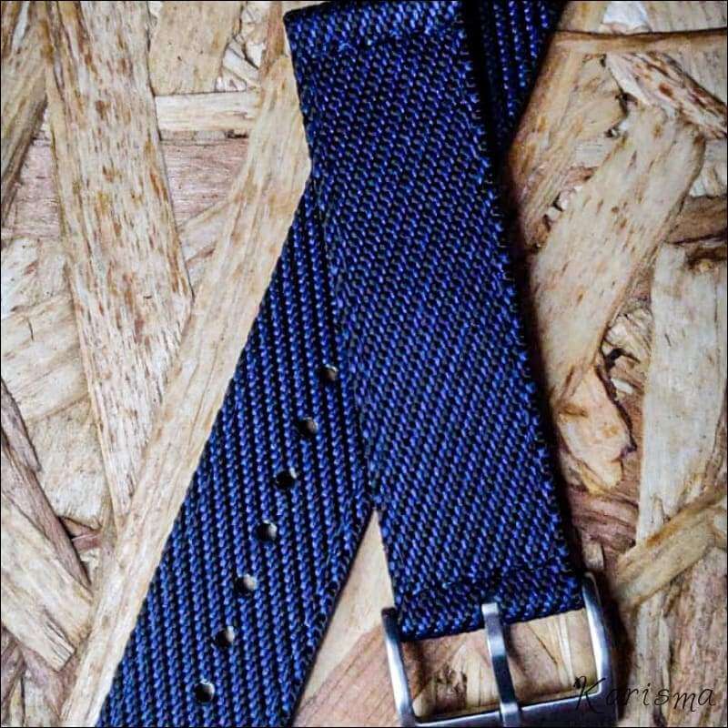 25cm pitkä Kellonranneke kaksiosainen | tekstiili sininen 22mm