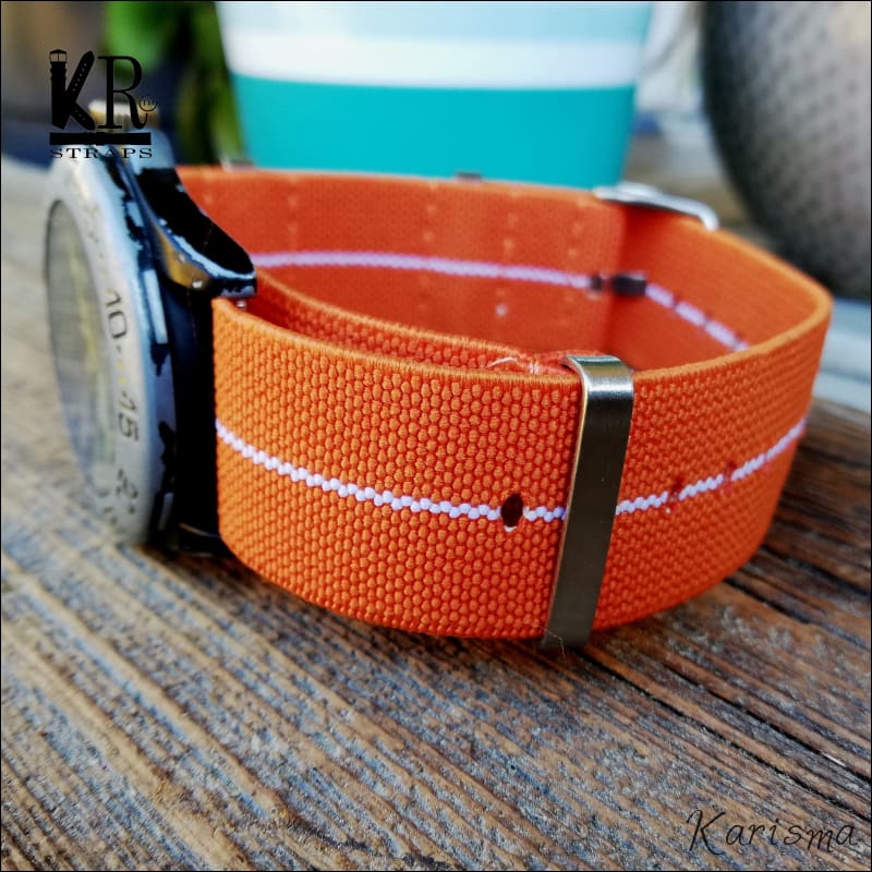 Kellonranneke Natoranneke | joustava oranssi valkoisella raidalla