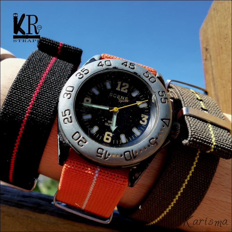 Kellonranneke Natoranneke | joustava oranssi valkoisella raidalla