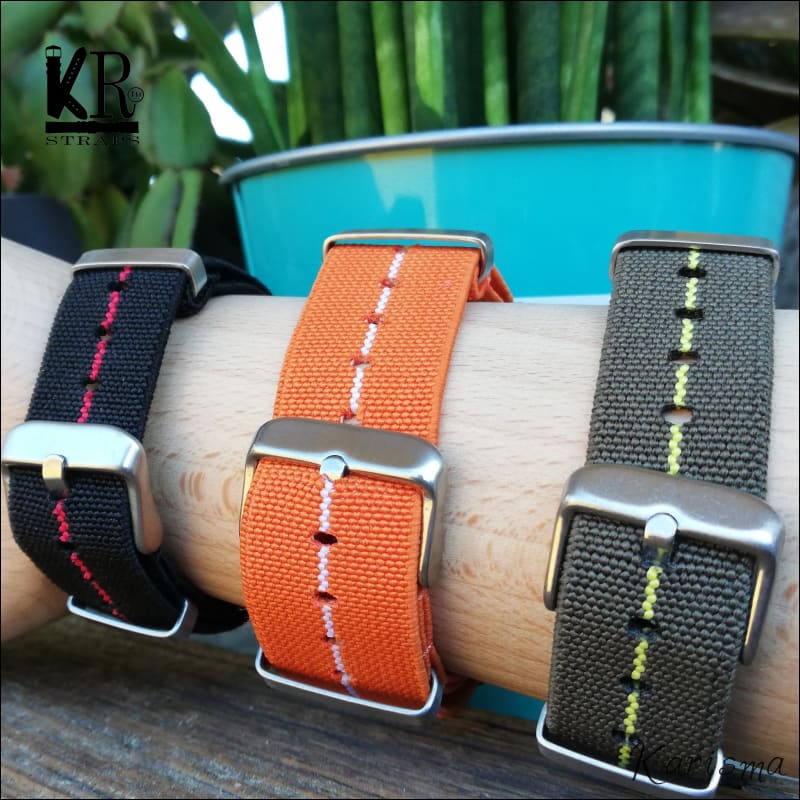 Kellonranneke Natoranneke | joustava oranssi valkoisella raidalla