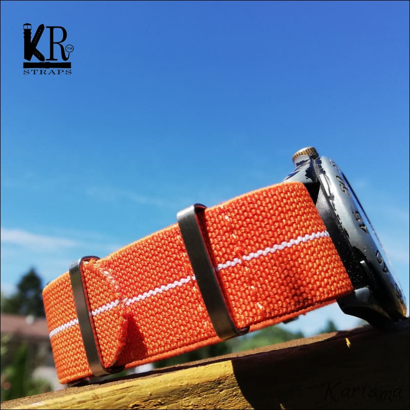 Kellonranneke Natoranneke | joustava oranssi valkoisella raidalla