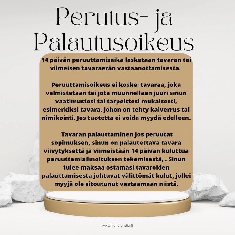 Karisma kelloranneke.fi verkkokaupan palautus- ja peruutusoikeus