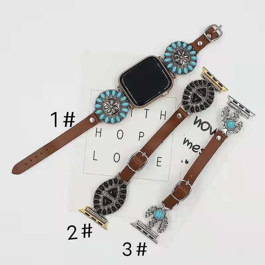 Suitable For  Watch  Watch Strap Iwatch456 Generation Personalized Leather Watch Strap Retro Strap Cross-border