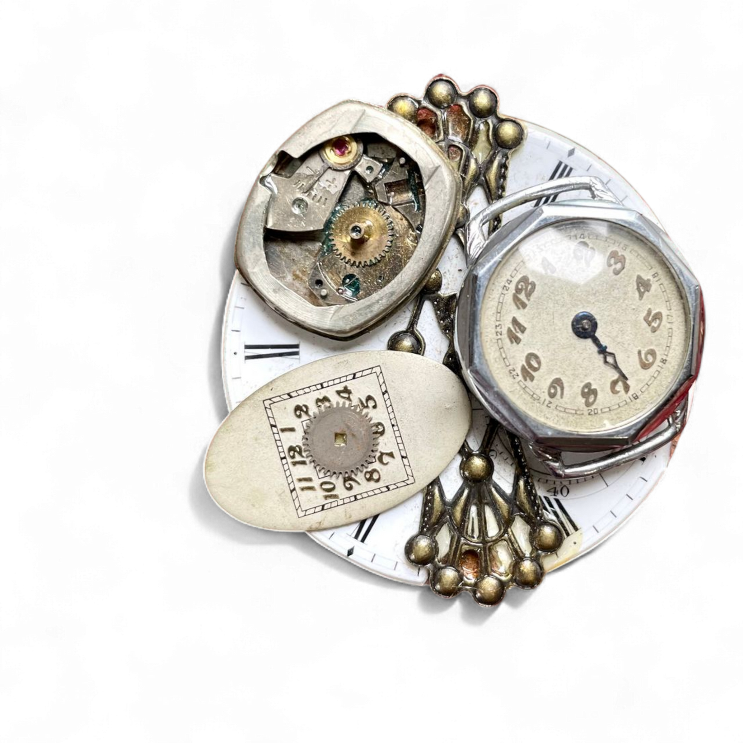 Rannekello rintakoru - pinssi vintage steampunk