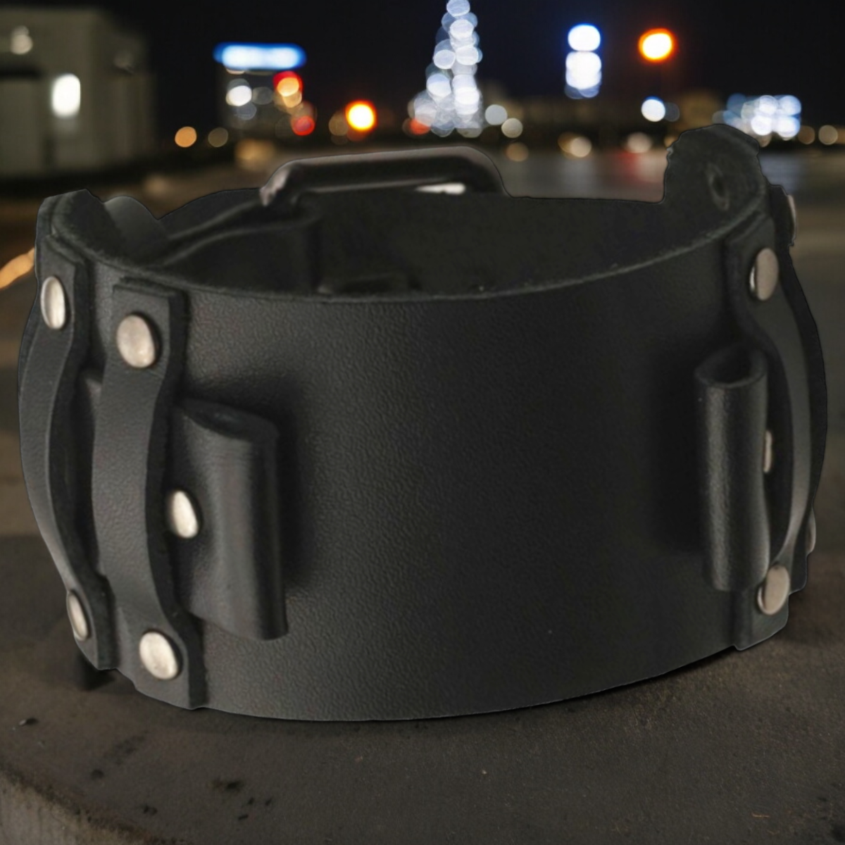 Nahkaranneke bund karu min. 24mm vininpunainen