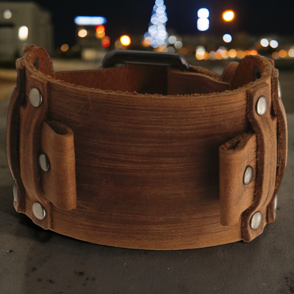 Nahkaranneke bund karu min. 24mm vininpunainen