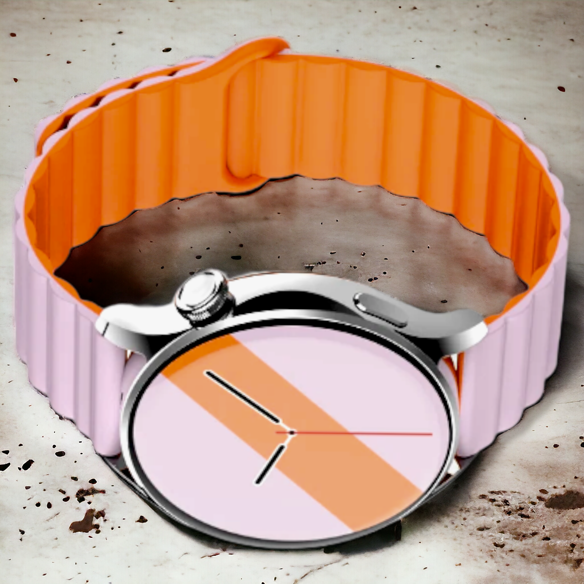 Kellonranneke Magsi - magneettinen silikooni pinkki oranssi