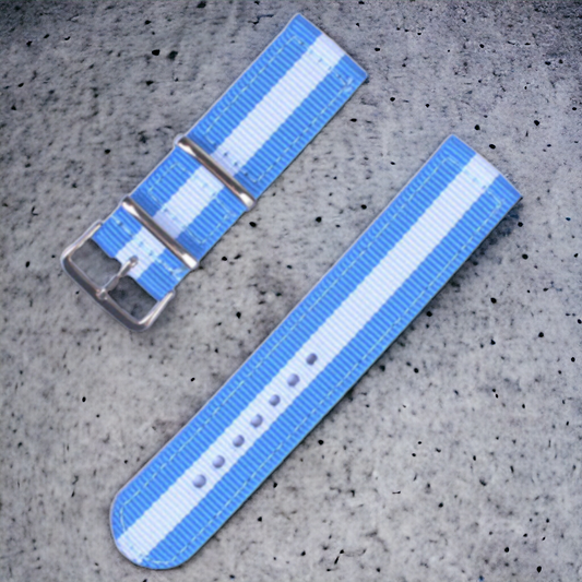 Kellonranneke Noheva2 |  kaksiosainen tekstiili sinivalkoinen