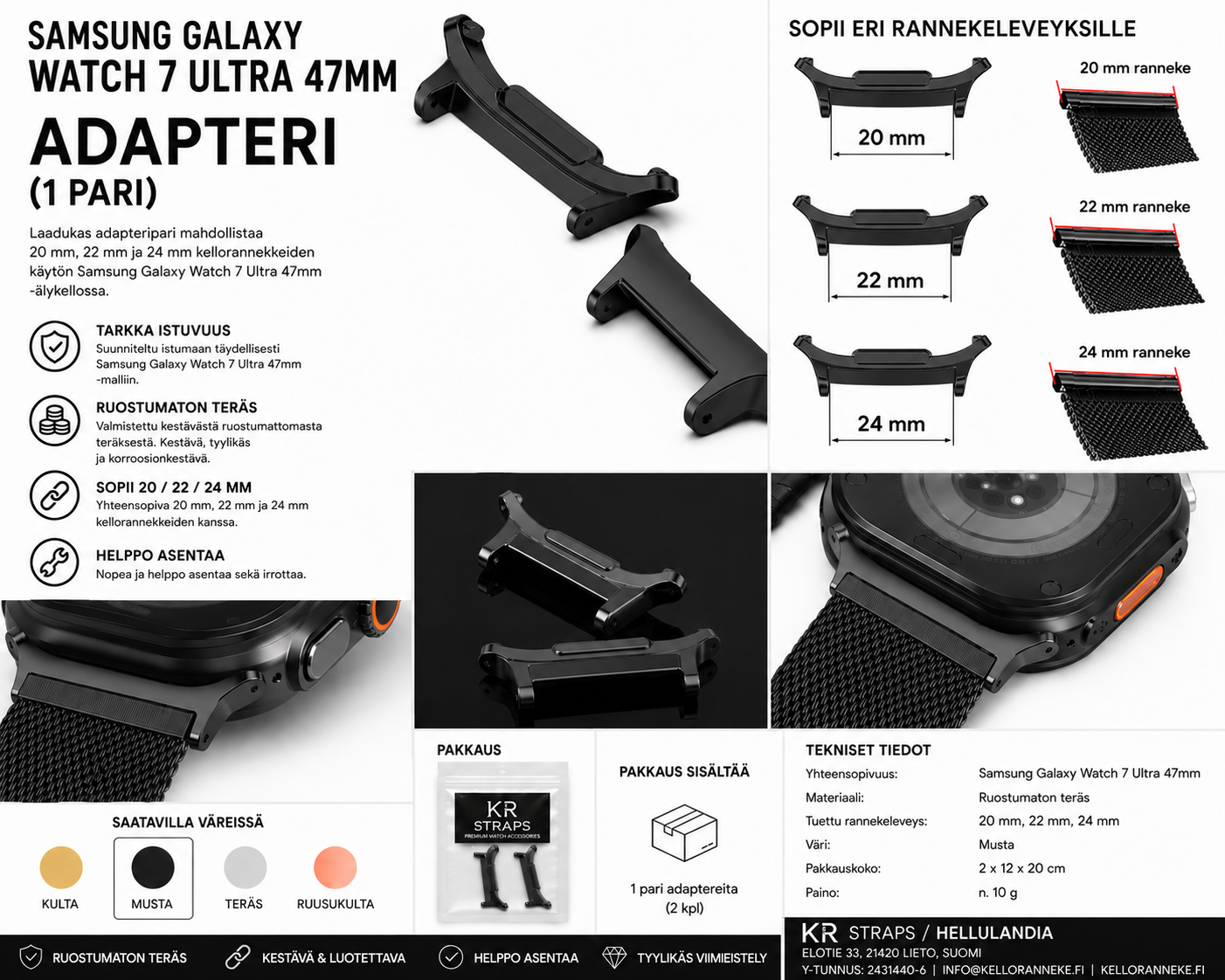 Samsung Galaxy Watch Ultra 47 mm adapteri black