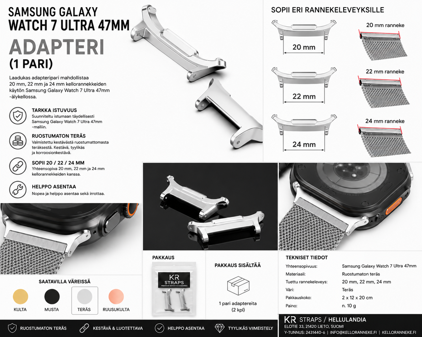 Samsung Galaxy Watch Ultra 47 mm adapteri steel